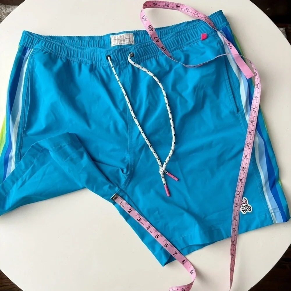 Psycho Bunny Men’s 7” Bickling Swim Trunks Size XL Blue Lined